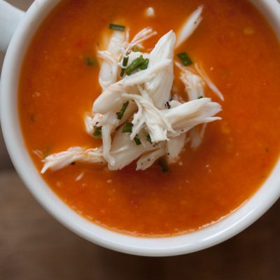 Red Bell Pepper Soup with Lump Crab Meat